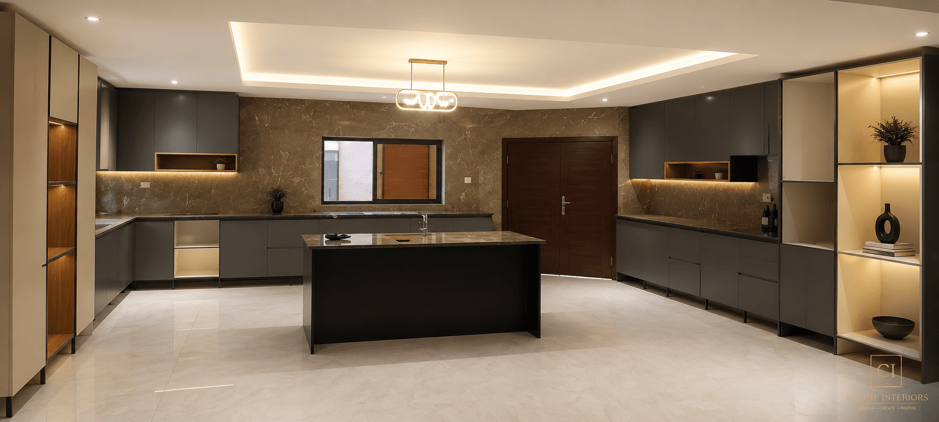 Modern fitted kitchen with handleless cabinetry by Coline Interiors, Lusaka